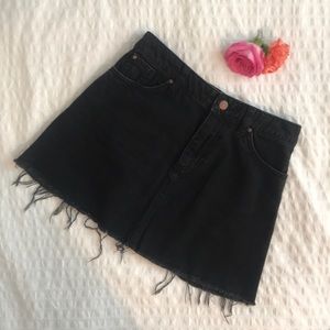 Black denim skirt